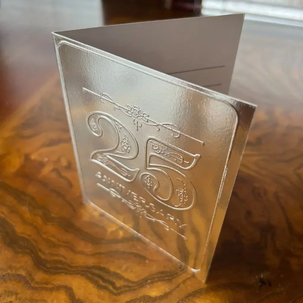 Silver Foil 25th Anniversary Invitations - Set of 3 for total of 24 Invitations